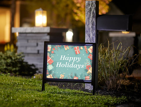 Happy Holidays Light Green Gifts Holiday Yardsy Sign