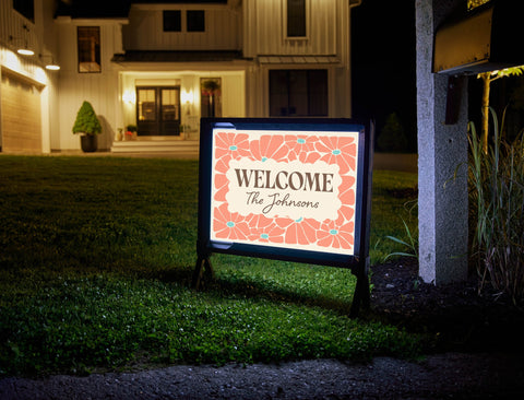 Groovy Floral Welcome Custom Yardsy Sign
