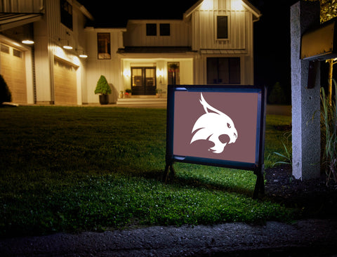 Texas State Bobcat Head Maroon Yardsy Sign