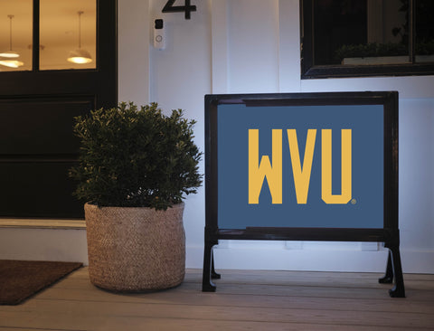 West Virginia WVU Wordmark Blue Yardsy Sign