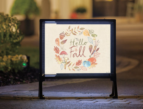 Welcoming Hello Fall Wreath Yardsy Sign
