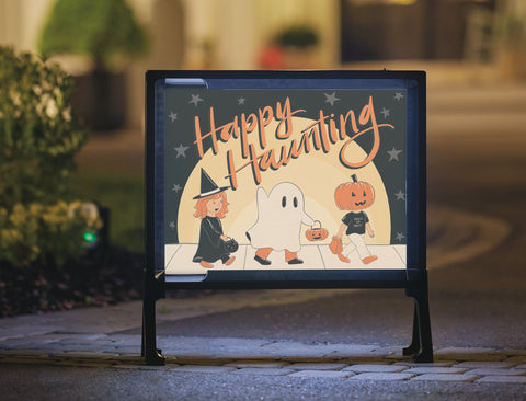 Happy Haunting Retro Halloween Yardsy Sign