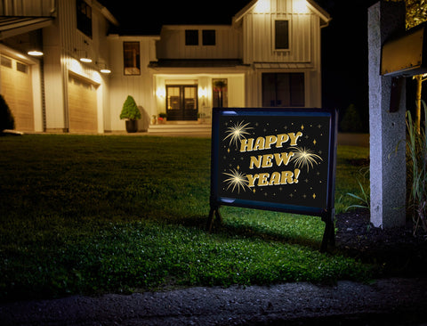 Happy New Year Fireworks Yardsy Sign