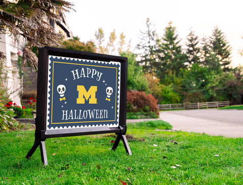 Michigan Happy Halloween Skulls Yardsy Sign