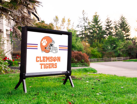 Clemson Tigers Helmet Stripes White Yardsy Sign