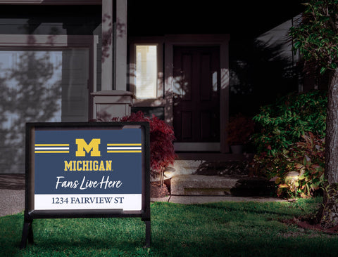 Fans Live Here University of Michigan Custom Yardsy Sign