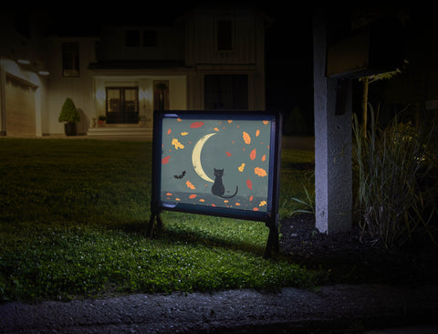 Cat And Moon Fall Yardsy Sign