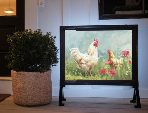 Chickens And Flowers Animal Yardsy Sign