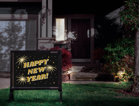Happy New Year Fireworks Yardsy Sign