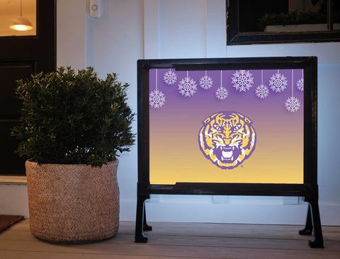 Snow Flakes Tiger LSU Holiday Yardsy Sign