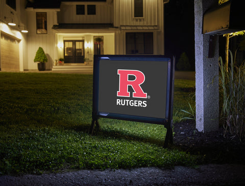 Rutgers R Red Vertical Mark Black Yardsy Sign