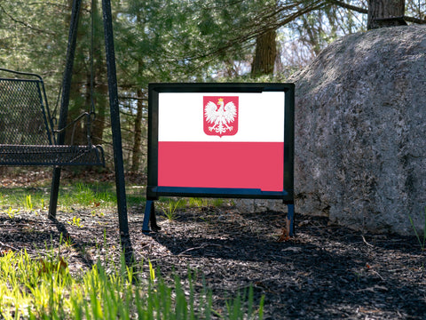 Flag Poland With Coat of Arms Yardsy Sign