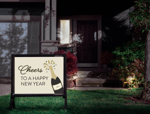Cheers To A Happy New Year Yardsy Sign