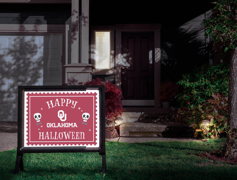 Oklahoma Happy Halloween Skulls Yardsy Sign