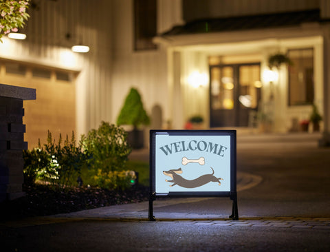 Leaping Dog Welcome Yardsy Sign