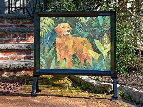 Golden Retriever in the Leaves Decor Print Yardsy Sign