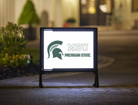 Michigan State MSU Spartan White Yardsy Sign