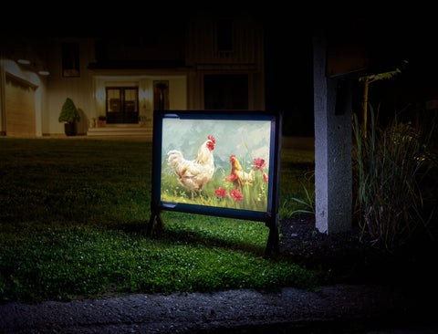 Chickens And Flowers Animal Yardsy Sign