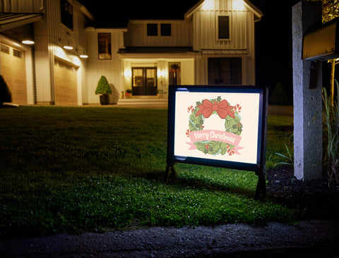 Merry Christmas Wreath Yardsy Sign