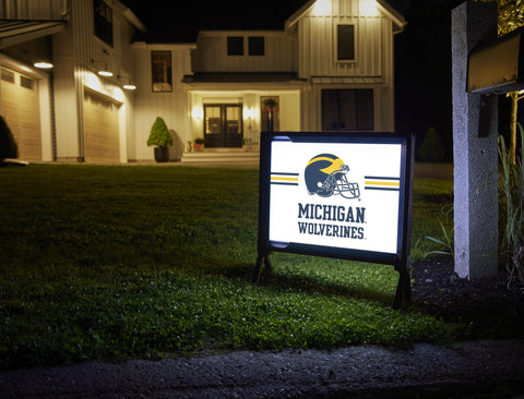 Michigan Wolverines Helmet White Yardsy Sign