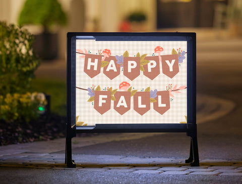 Happy Fall Garland Bright Yardsy Sign