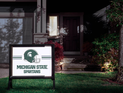Michigan State Spartans Helmet Stripes White Yardsy Sign
