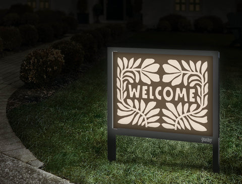 Block Print Welcome Floral Yardsy Sign