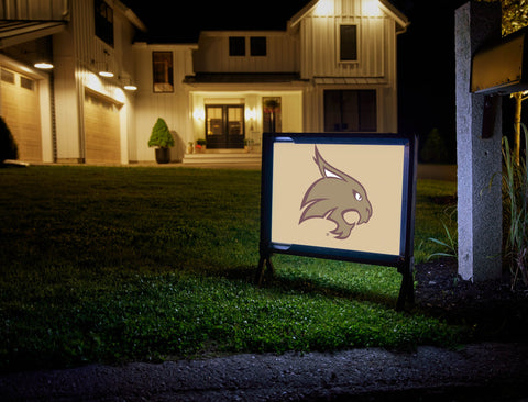 Texas State Bobcat Head Gold Yardsy Sign