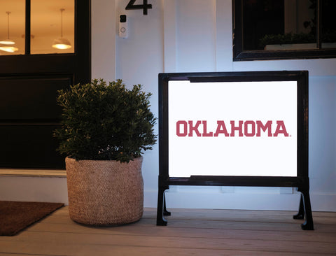 Oklahoma Athletics Wordmark White Yardsy Sign