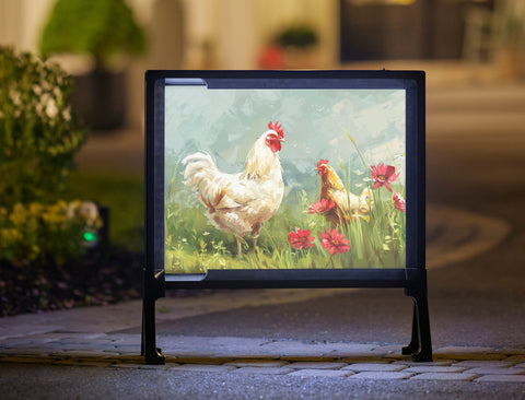 Chickens And Flowers Animal Yardsy Sign