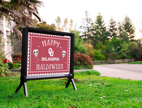 Oklahoma Happy Halloween Skulls Yardsy Sign
