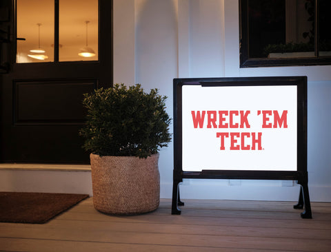 Texas Tech Wreck Em White Yardsy Sign