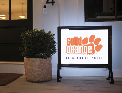 Clemson Solid Orange Mark White Yardsy Sign