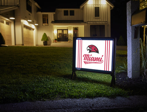 Miami University RedHawks Script White Yardsy Sign