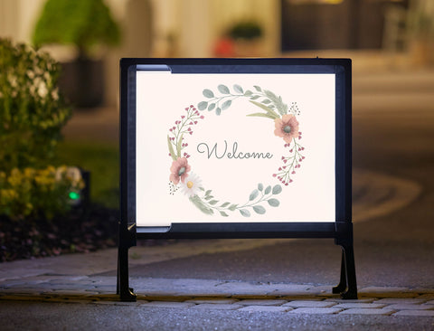 Simple Wreath Welcome Yardsy Sign