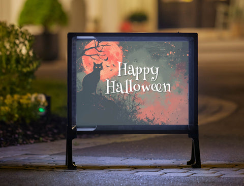 Cat And Moon Happy Halloween Yardsy Sign