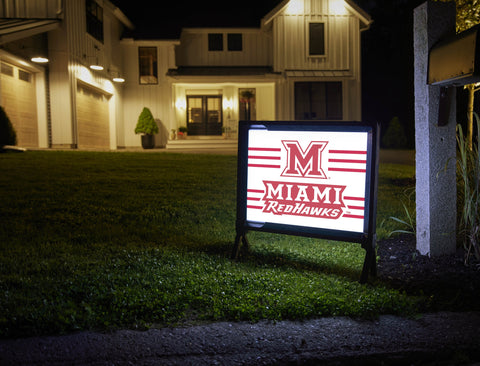 Miami RedHawks M White Yardsy Sign