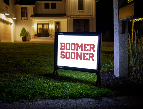 Oklahoma Boomer Sooner Wordmark White Yardsy Sign
