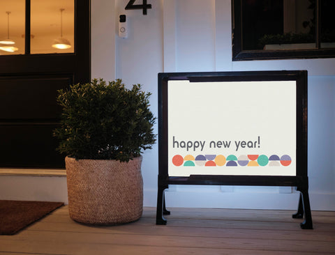 Happy New Year Bauhaus Yardsy Sign