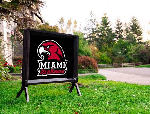 Miami RedHawks Mascot Black Yardsy Sign