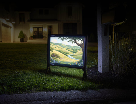 Rolling Hills Blooming River Landscape Yardsy Sign