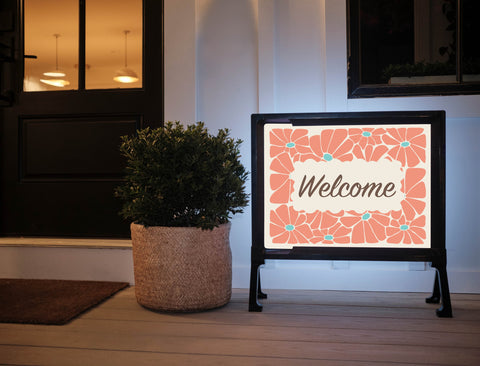Groovy Floral Welcome Yardsy Sign