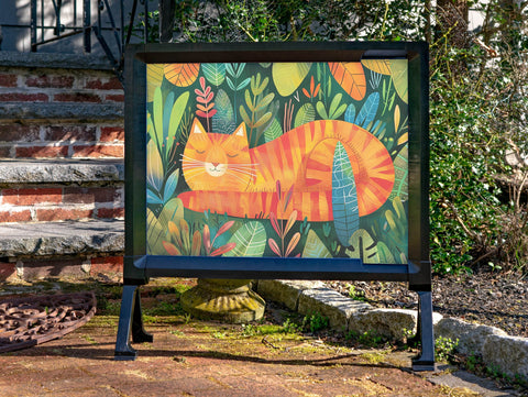 Orange Cat in a Cozy Forest Decor Yardsy Sign