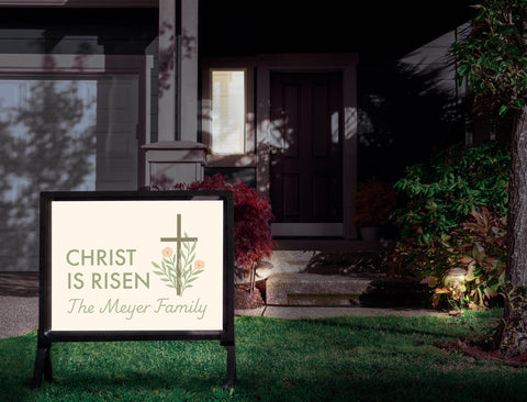 Christ Is Risen Cross Custom Yardsy Sign