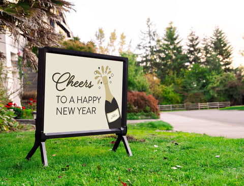 Cheers To A Happy New Year Yardsy Sign