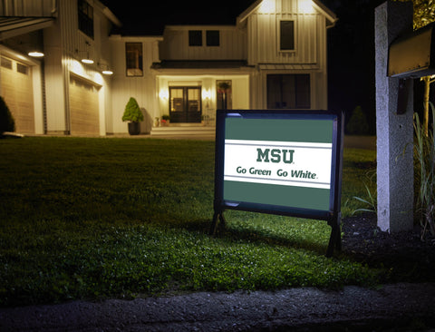 Michigan State MSU Go Green Go White Green Yardsy Sign