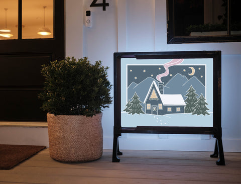 Cozy Winter Cabin Yardsy Sign