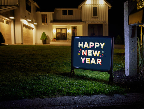 Happy New Year Multicolor Yardsy Sign
