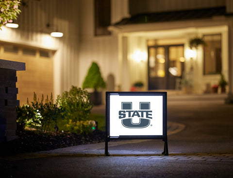 USU White Yardsy Sign