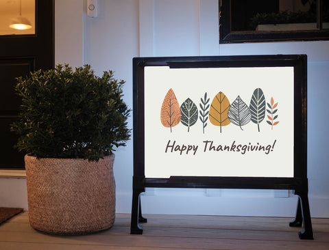 Happy Thanksgiving Modern Leaves Yardsy Sign